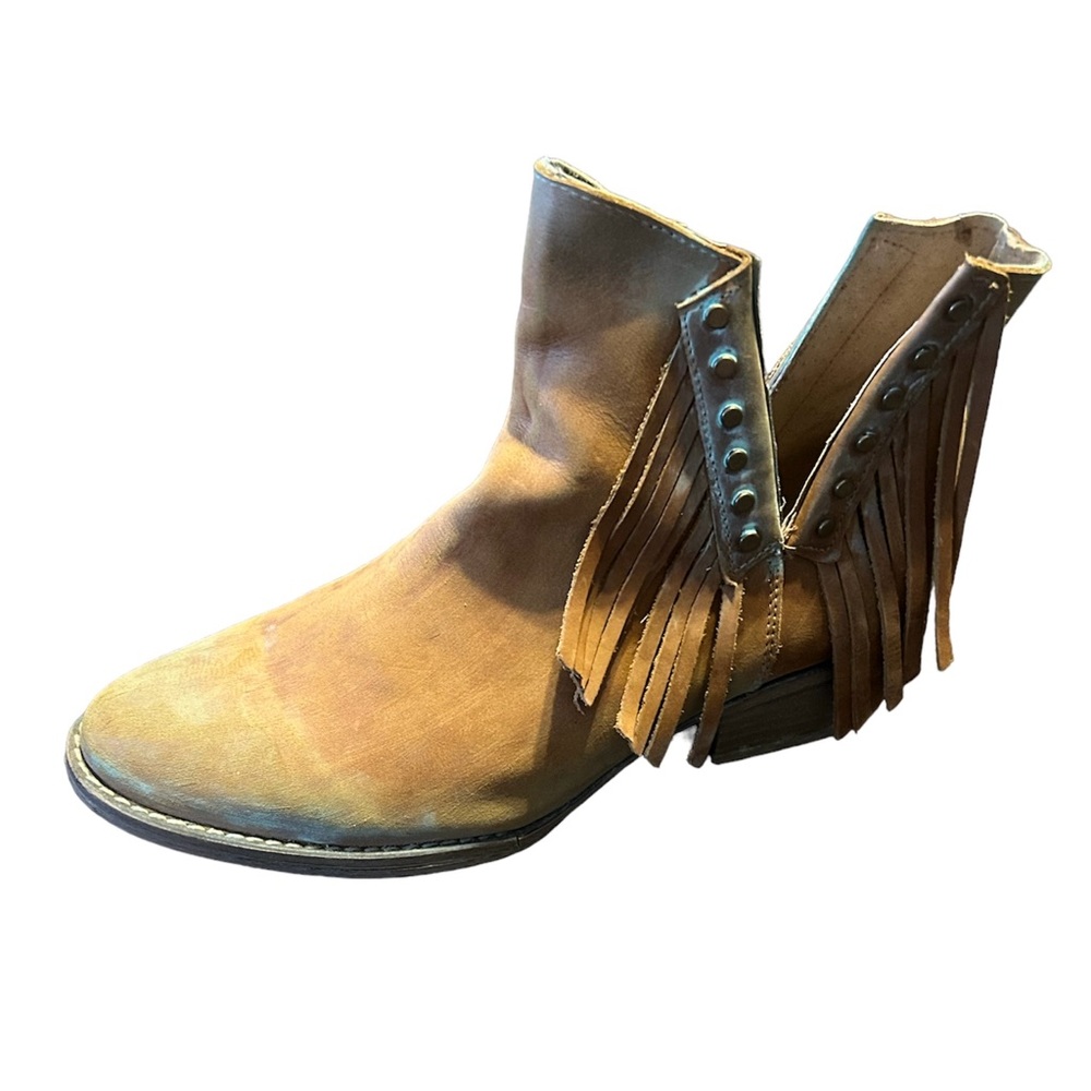 Circle G by Corral Patina Studs & Fringe Booties Distressed Look Size 11 NWOB